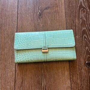Liz Claiborne Mint Green Croc-Embossed Wallet